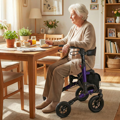 Rollator Walker for Seniors Folding Rolling Walker with Seat, Purple Walkers & Rollators at Gallery Canada
