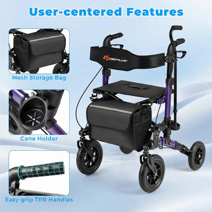 Rollator Walker for Seniors Folding Rolling Walker with Seat, Purple Walkers & Rollators at Gallery Canada