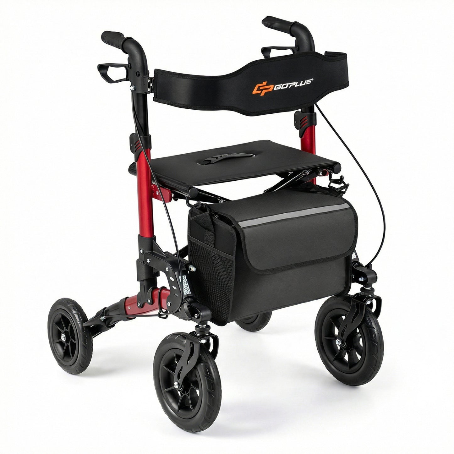 Rollator Walker for Seniors Folding Rolling Walker with Seat, Red Walkers & Rollators Red at Gallery Canada