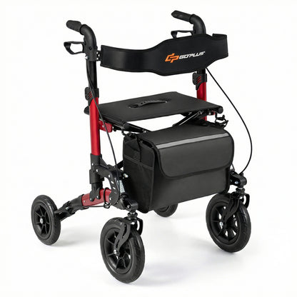 Rollator Walker for Seniors Folding Rolling Walker with Seat, Red Walkers & Rollators Red at Gallery Canada