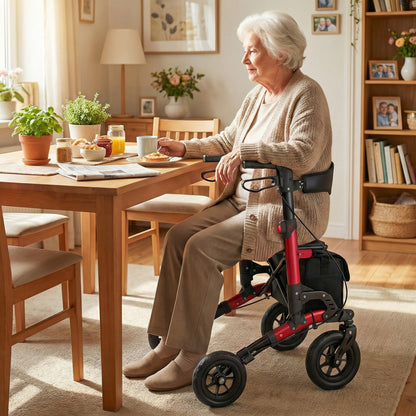 Rollator Walker for Seniors Folding Rolling Walker with Seat, Red Walkers & Rollators at Gallery Canada