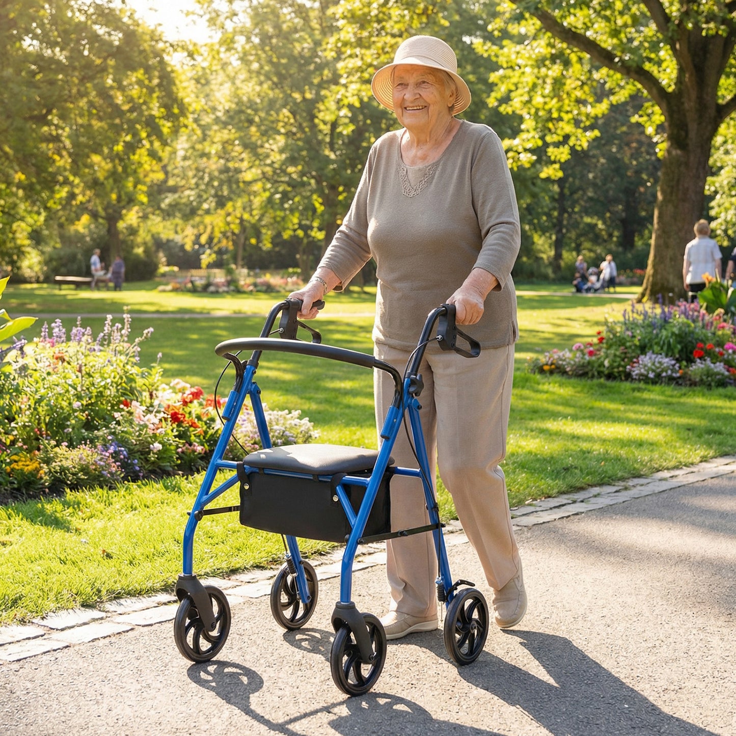 Rollator Walker With Seat, Height Adjustable Handles, Blue Walkers & Rollators at Gallery Canada
