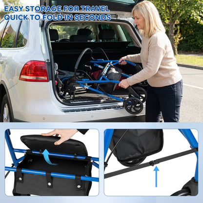 Rollator Walker With Seat, Height Adjustable Handles, Blue Walkers & Rollators at Gallery Canada