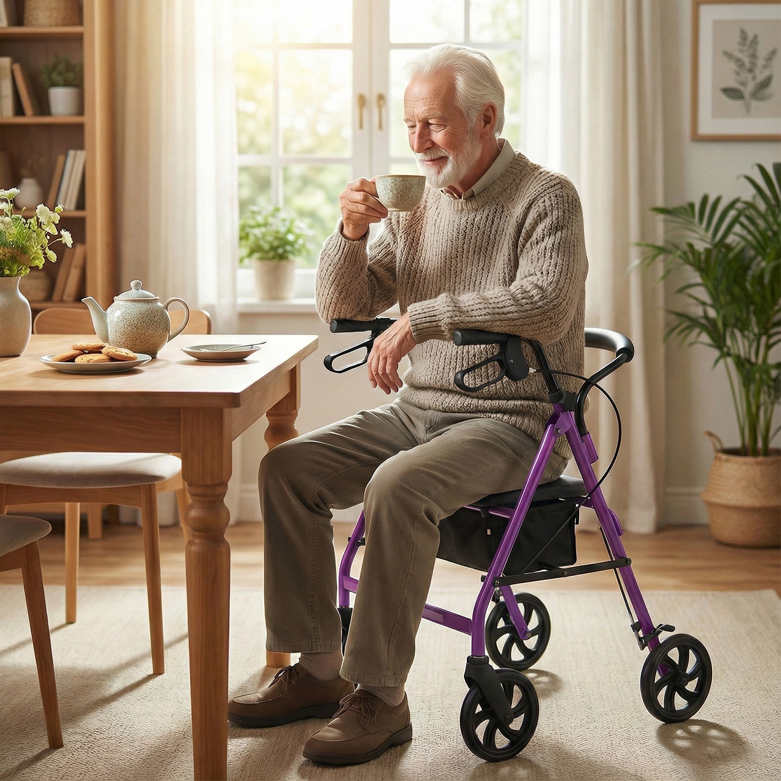 Adjustable Rollator Walker With Seat, Purple Walkers & Rollators at Gallery Canada
