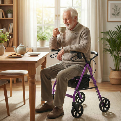 Adjustable Rollator Walker With Seat, Purple Walkers & Rollators at Gallery Canada