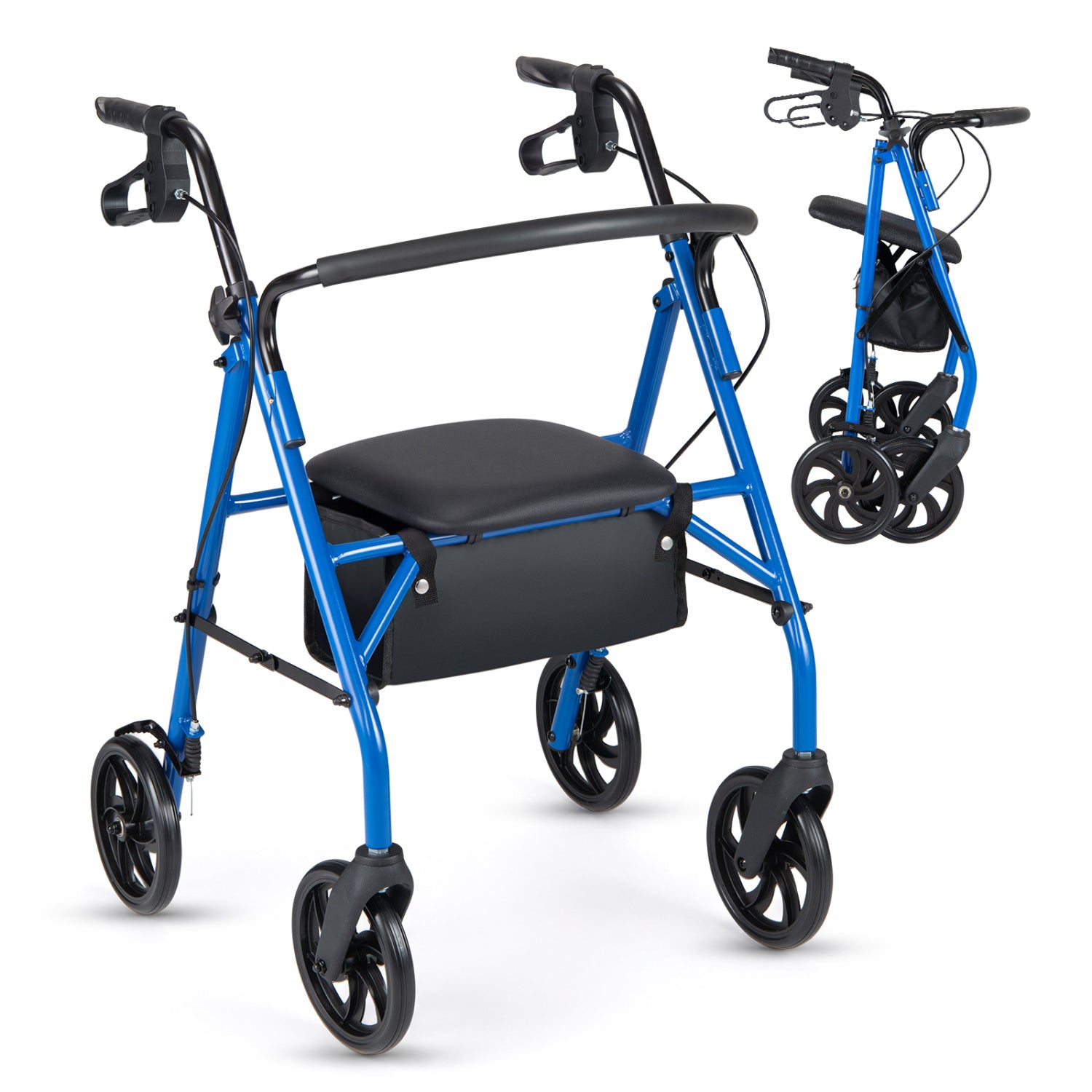 Rollator Walker With Seat, Height Adjustable Handles, Blue Walkers & Rollators at Gallery Canada