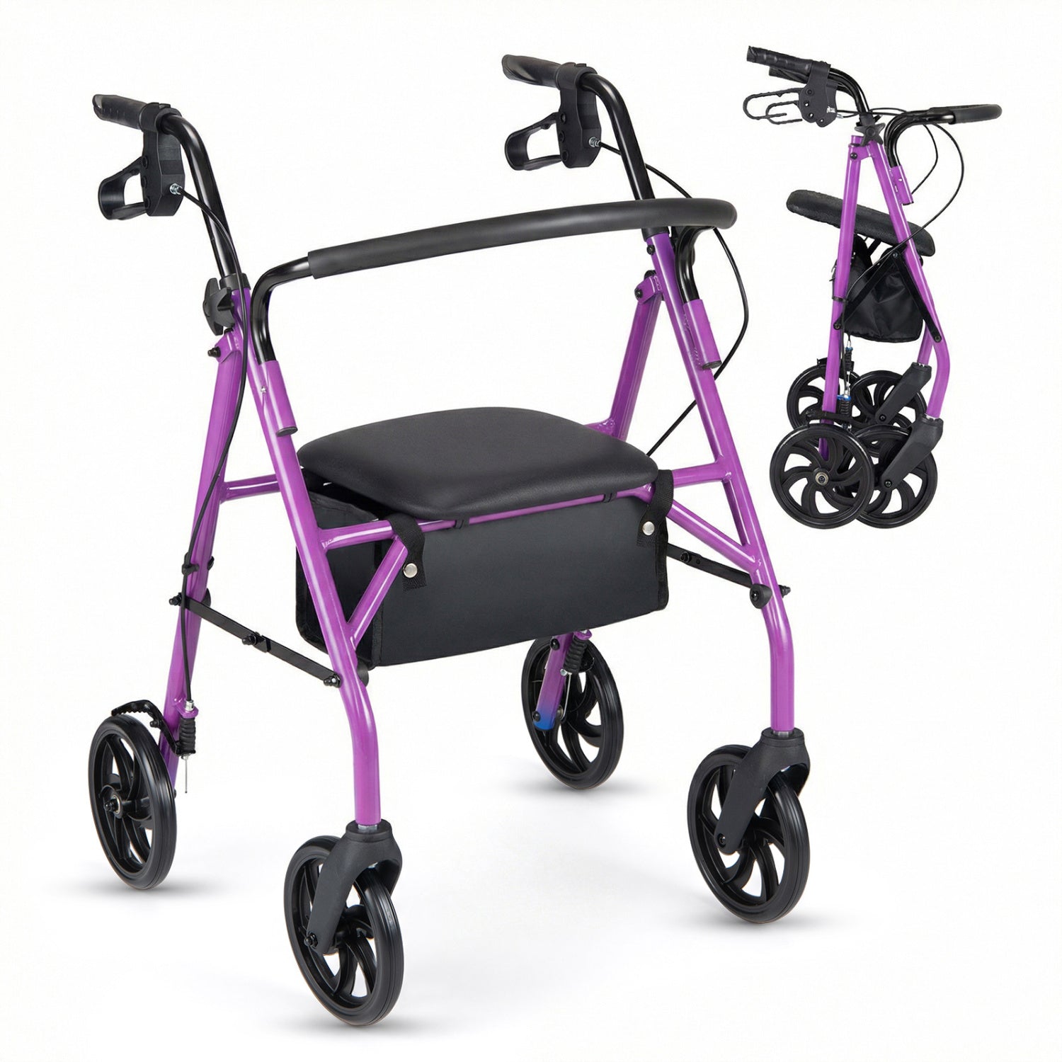 Adjustable Rollator Walker With Seat, Purple Walkers & Rollators at Gallery Canada