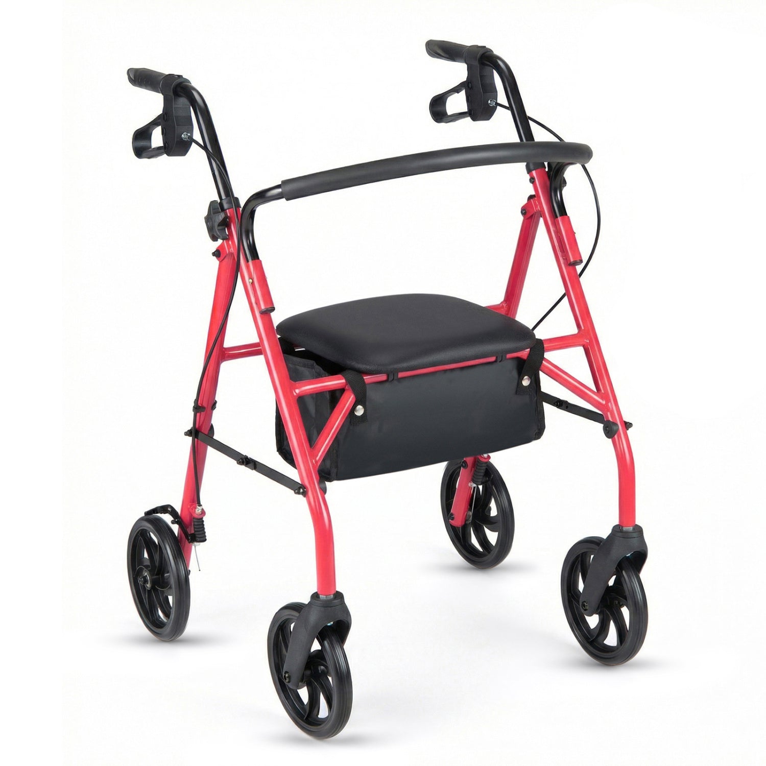 Rollator Walker With Seat, Height Adjustable Handles, Red Walkers & Rollators Red at Gallery Canada