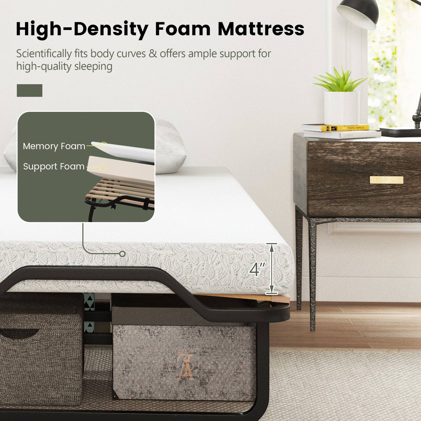 Rollaway Folding Bed, Memory Foam Mattress, Made in Italy Folding Beds at Gallery Canada