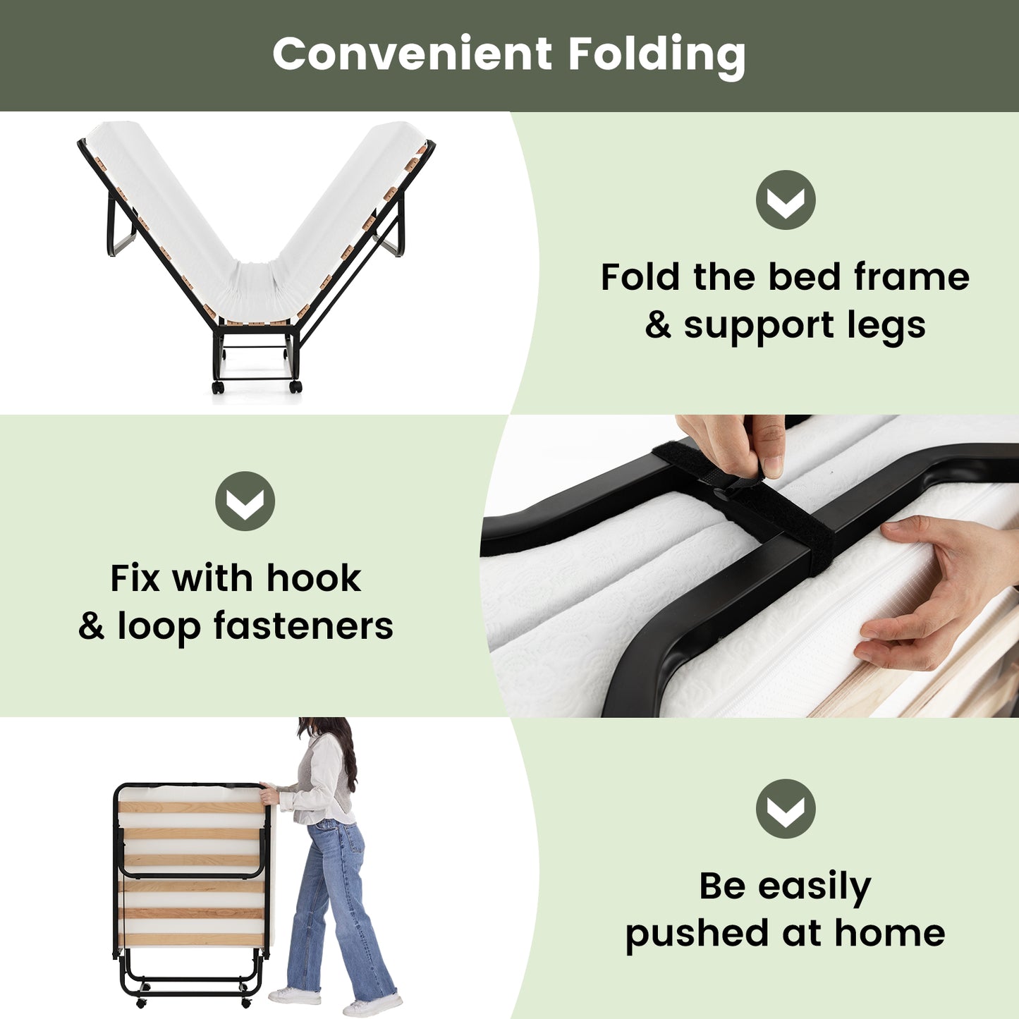 Rollaway Folding Bed, Memory Foam Mattress, Made in Italy Folding Beds at Gallery Canada