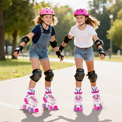 Roller Skates for Teens 4 Sizes Adjustable with Light-up Wheels for Boys Girls Ages 13+, Rose Red Toy Sports at Gallery Canada