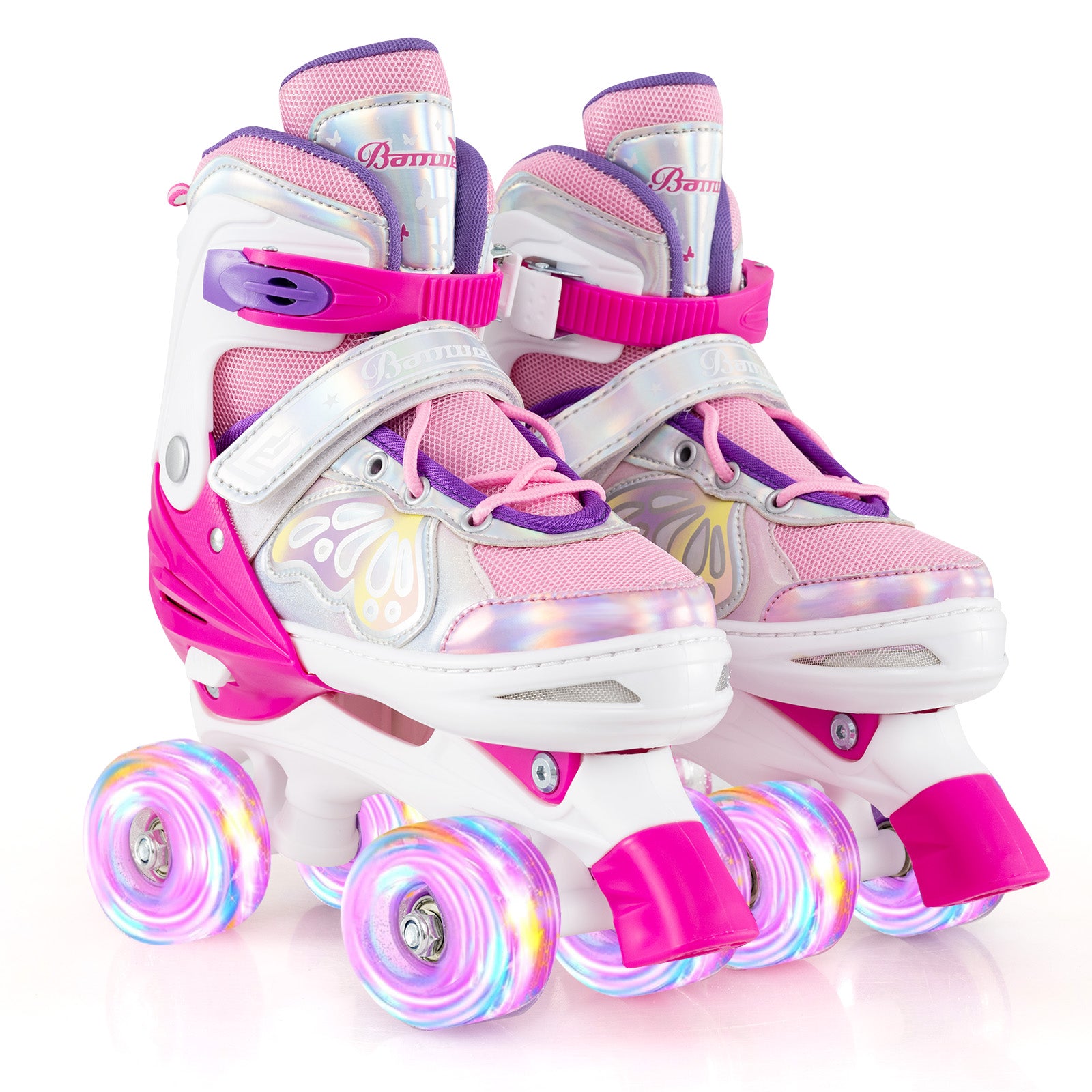 Roller Skates for Teens 4 Sizes Adjustable with Light-up Wheels for Boys Girls Ages 13+, Rose Red Toy Sports Rose Red at Gallery Canada
