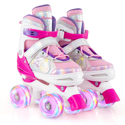Roller Skates for Teens 4 Sizes Adjustable with Light-up Wheels for Boys Girls Ages 13+, Rose Red Toy Sports at Gallery Canada