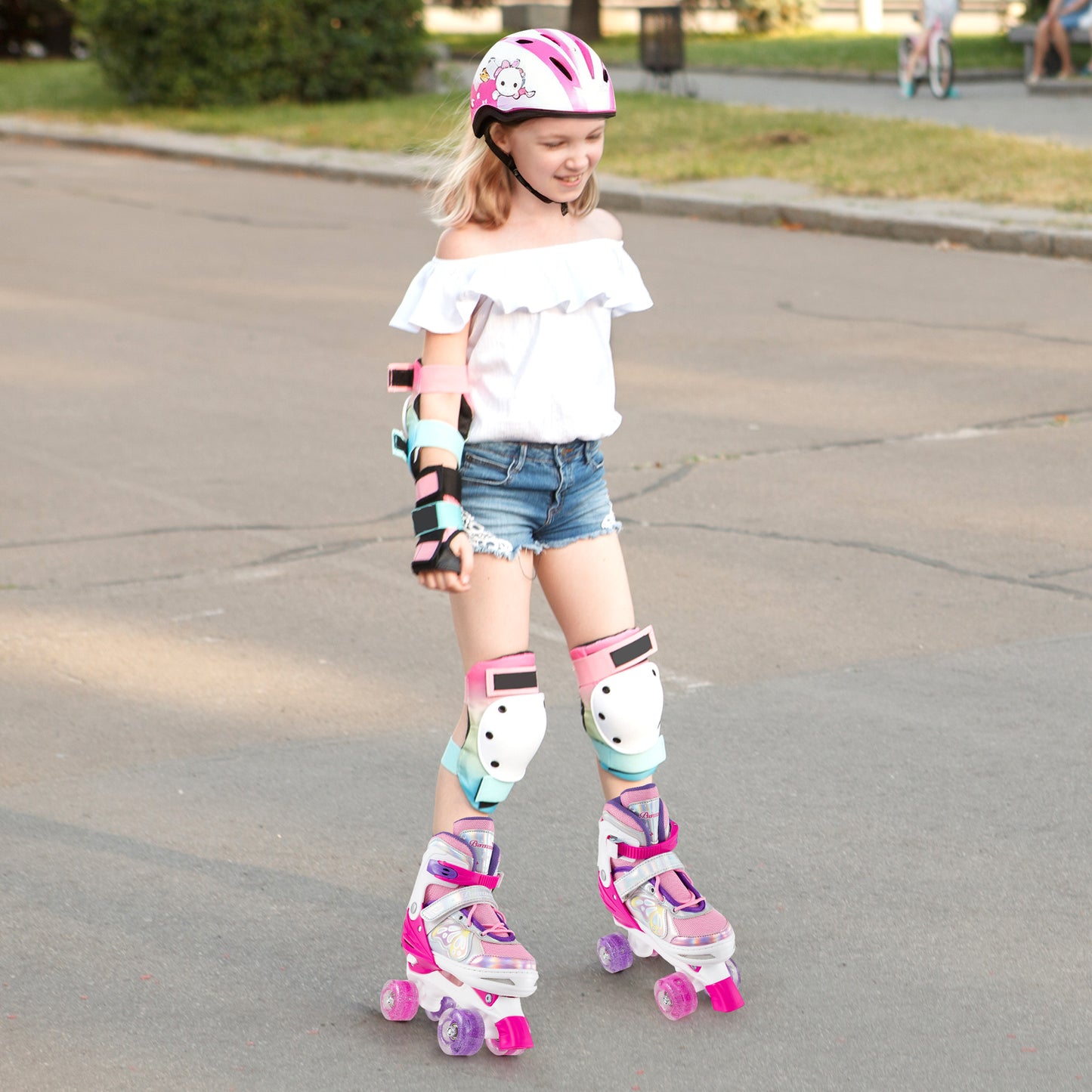 Roller Skates for Teens 4 Sizes Adjustable with Light-up Wheels for Boys Girls Ages 13+, Rose Red Toy Sports at Gallery Canada