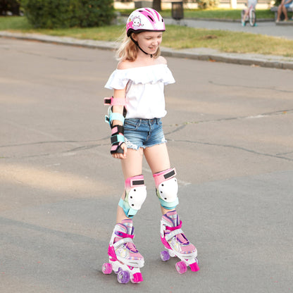 Roller Skates for Teens 4 Sizes Adjustable with Light-up Wheels for Boys Girls Ages 13+, Rose Red Toy Sports at Gallery Canada