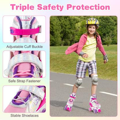 Roller Skates for Teens 4 Sizes Adjustable with Light-up Wheels for Boys Girls Ages 13+, Rose Red Toy Sports at Gallery Canada
