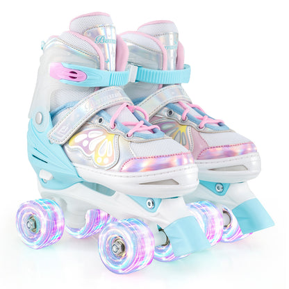 Roller Skates for Teens 4 Sizes Adjustable with Light-up Wheels for Boys Girls Ages 13+, Blue Toy Sports Blue at Gallery Canada