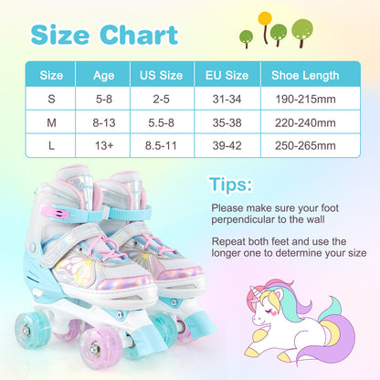 Roller Skates for Teens 4 Sizes Adjustable with Light-up Wheels for Boys Girls Ages 13+, Blue Toy Sports at Gallery Canada