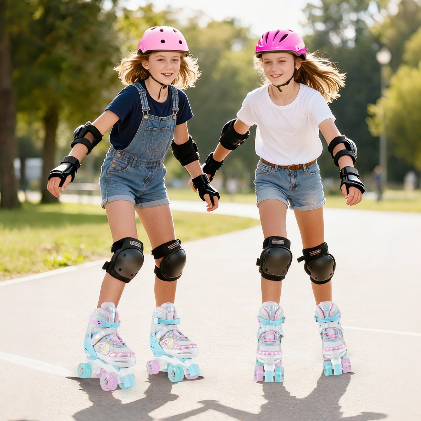 Roller Skates for Teens 4 Sizes Adjustable with Light-up Wheels for Boys Girls Ages 13+, Blue Toy Sports at Gallery Canada
