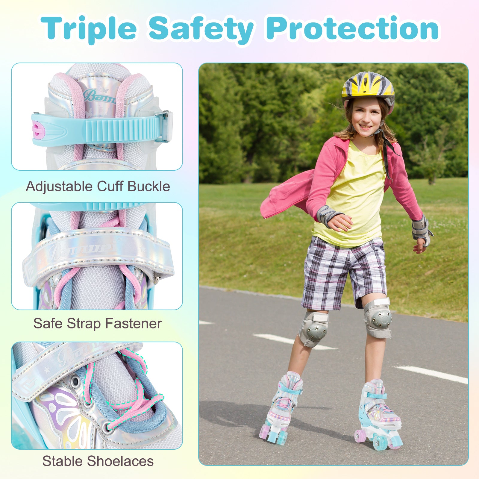 Roller Skates for Teens 4 Sizes Adjustable with Light-up Wheels for Boys Girls Ages 13+, Blue Toy Sports at Gallery Canada