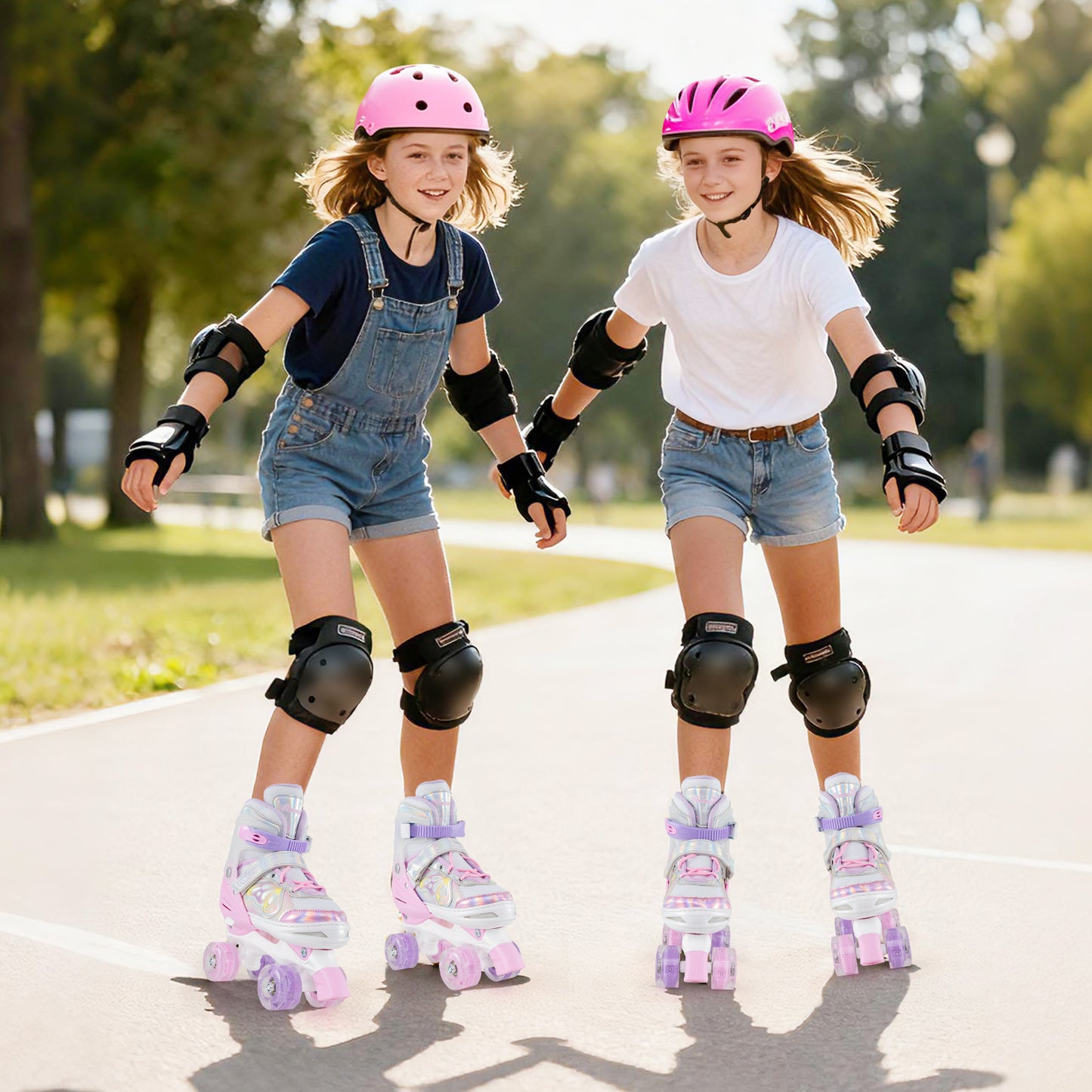 Roller Skates for Teens 4 Sizes Adjustable with Light-up Wheels for Boys Girls Ages 13+, Light Pink Toy Sports at Gallery Canada