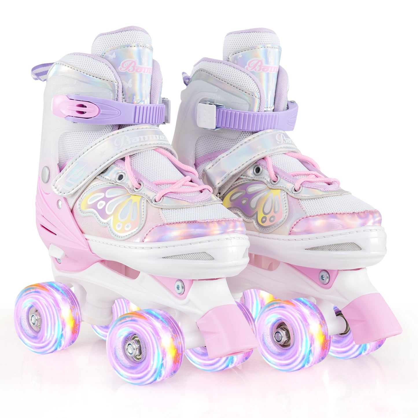 Roller Skates for Teens 4 Sizes Adjustable with Light-up Wheels for Boys Girls Ages 13+, Light Pink Toy Sports Light Pink at Gallery Canada