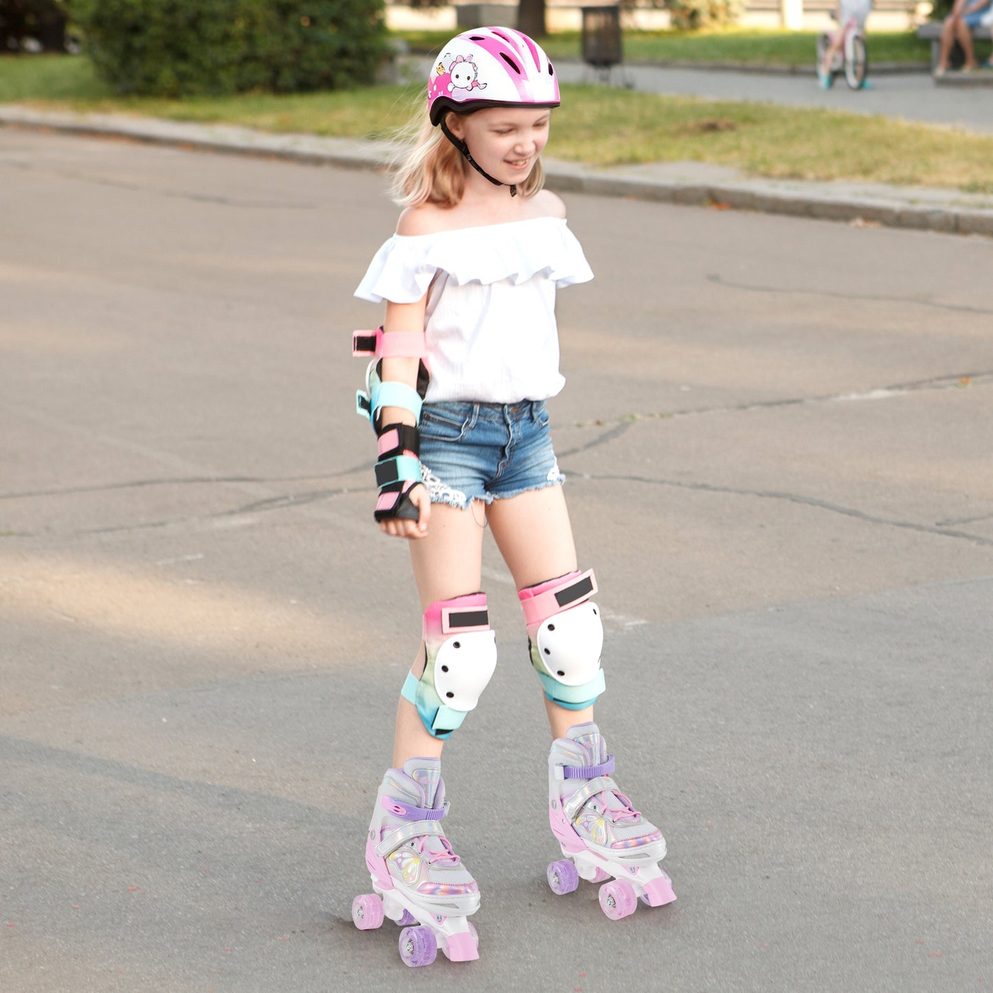 Roller Skates for Teens 4 Sizes Adjustable with Light-up Wheels for Boys Girls Ages 13+, Light Pink Toy Sports at Gallery Canada