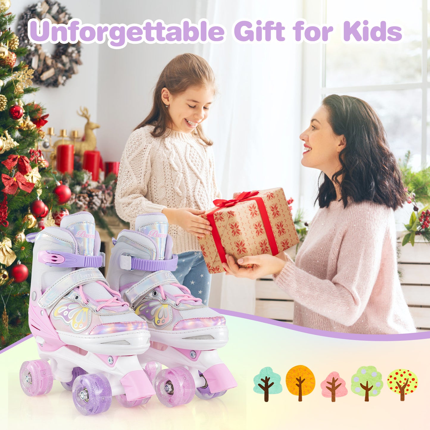 Roller Skates for Teens 4 Sizes Adjustable with Light-up Wheels for Boys Girls Ages 13+, Light Pink Toy Sports at Gallery Canada