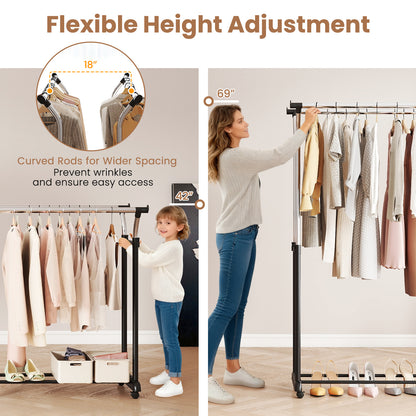 Rolling Clothes Rack, Double Rod, Adjustable Height Clothing & Closet Storage at Gallery Canada
