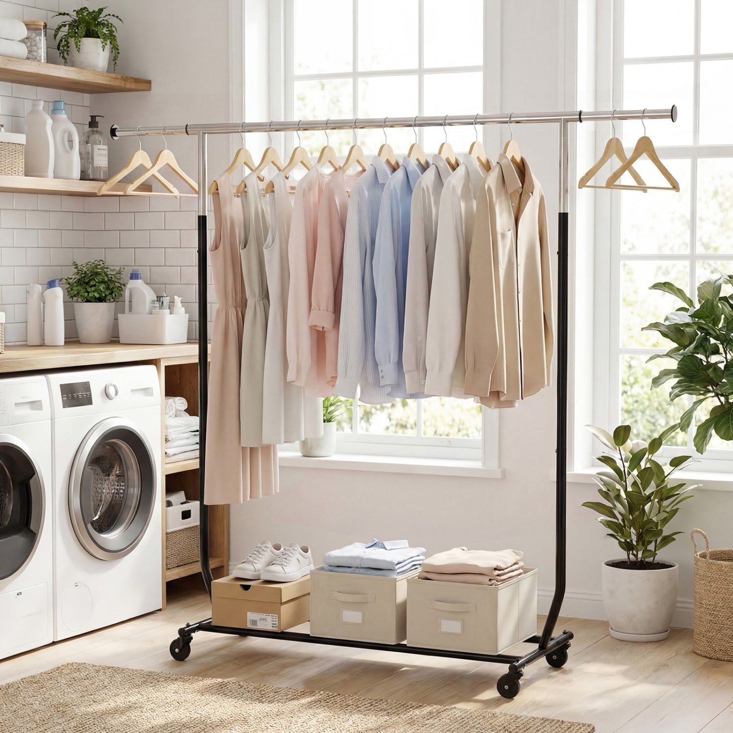 Rolling Clothes Rack, Extendable Garment Stand Coat Racks & Hall Trees at Gallery Canada