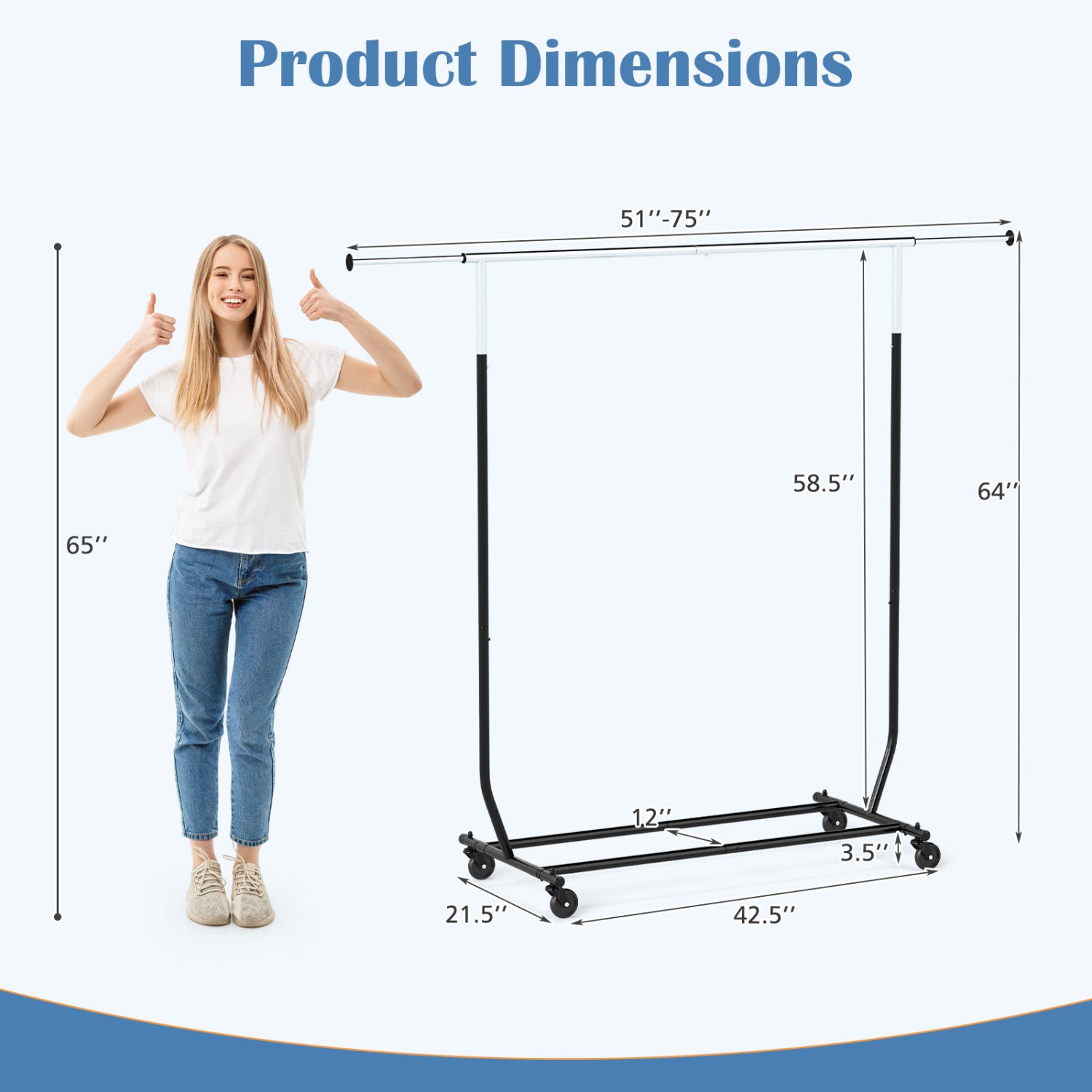 Rolling Clothes Rack, Extendable Garment Stand Coat Racks & Hall Trees at Gallery Canada
