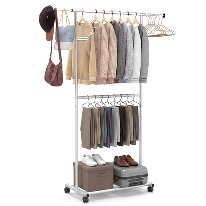 Double Rod Rolling Clothes Rack, Extendable Garment Stand Drying Racks at Gallery Canada
