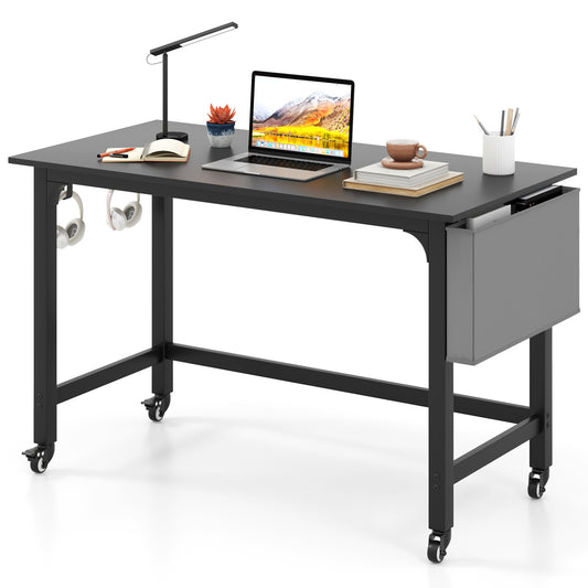 Rolling Computer Desk with Headphone Hooks, Black Computer Desks Black at Gallery Canada