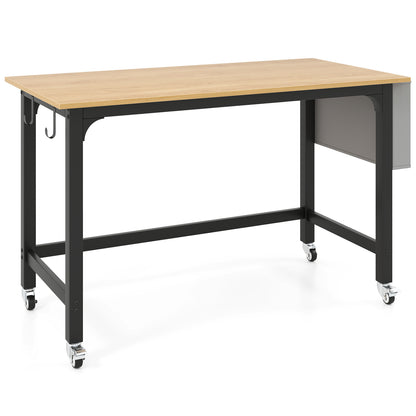 Bureau d'ordinateur roulant, roues verrouillables, naturel