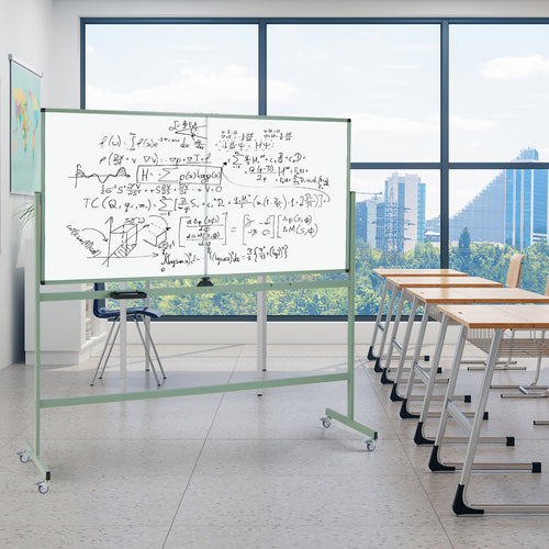 Rolling Double-Sided Magnetic Whiteboard on Wheels with Stand and Aluminum Alloy Frame, Green