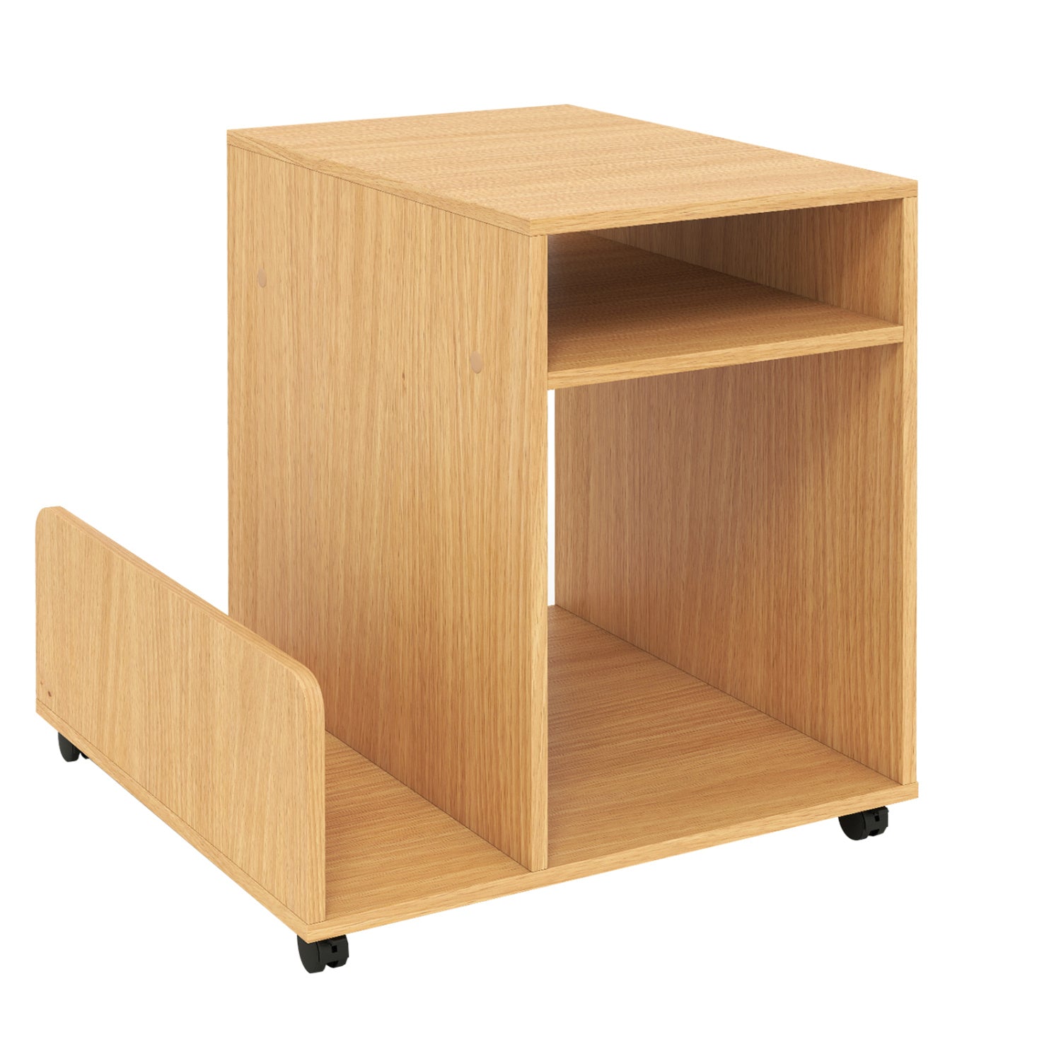 Rolling End Table, 3-Tier Mobile Side Table With Storage, Natural End & Side Tables Natural at Gallery Canada