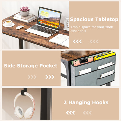 Rolling Home Office Computer Desk with Detachable Fabric Bag, Brown Writing Desks at Gallery Canada