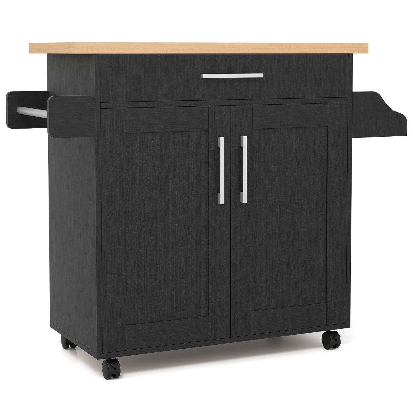 Rolling Kitchen Island Cart with Towel and Spice Rack, Black Kitchen Islands & Carts at Gallery Canada