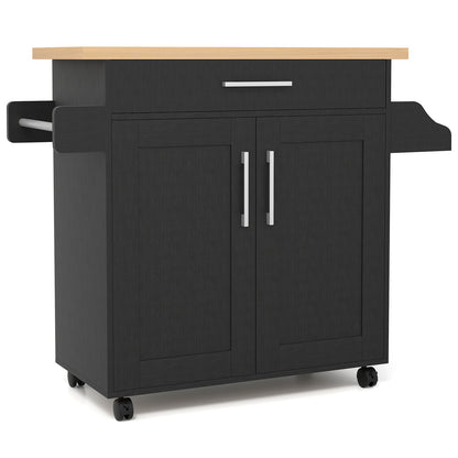 Rolling Kitchen Island Cart with Towel and Spice Rack, Black Kitchen Islands & Carts at Gallery Canada