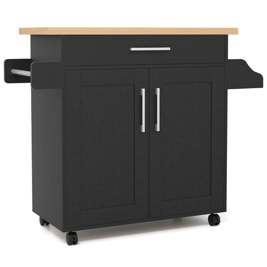 Rolling Kitchen Island Cart, Black