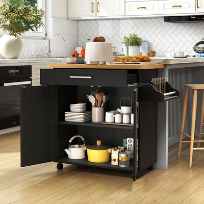 Rolling Kitchen Island Cart with Towel and Spice Rack, Black Kitchen Islands & Carts at Gallery Canada