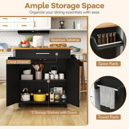Rolling Kitchen Island Cart, Black Kitchen Islands & Carts at Gallery Canada