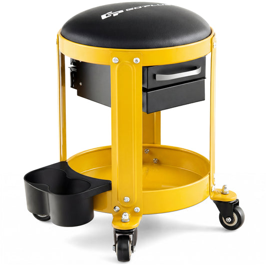 Rolling Mechanic Stool, Removable Padded Seat, Drawers, Yellow Garages Yellow at Gallery Canada