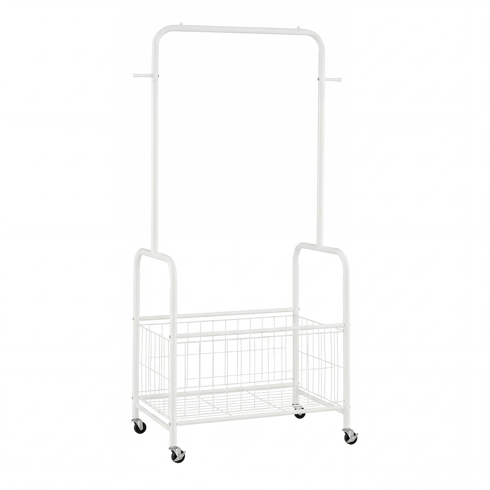 Rolling Metal Clothes Rack, Hanging Rod, Storage Basket, White Clothing & Closet Storage at Gallery Canada