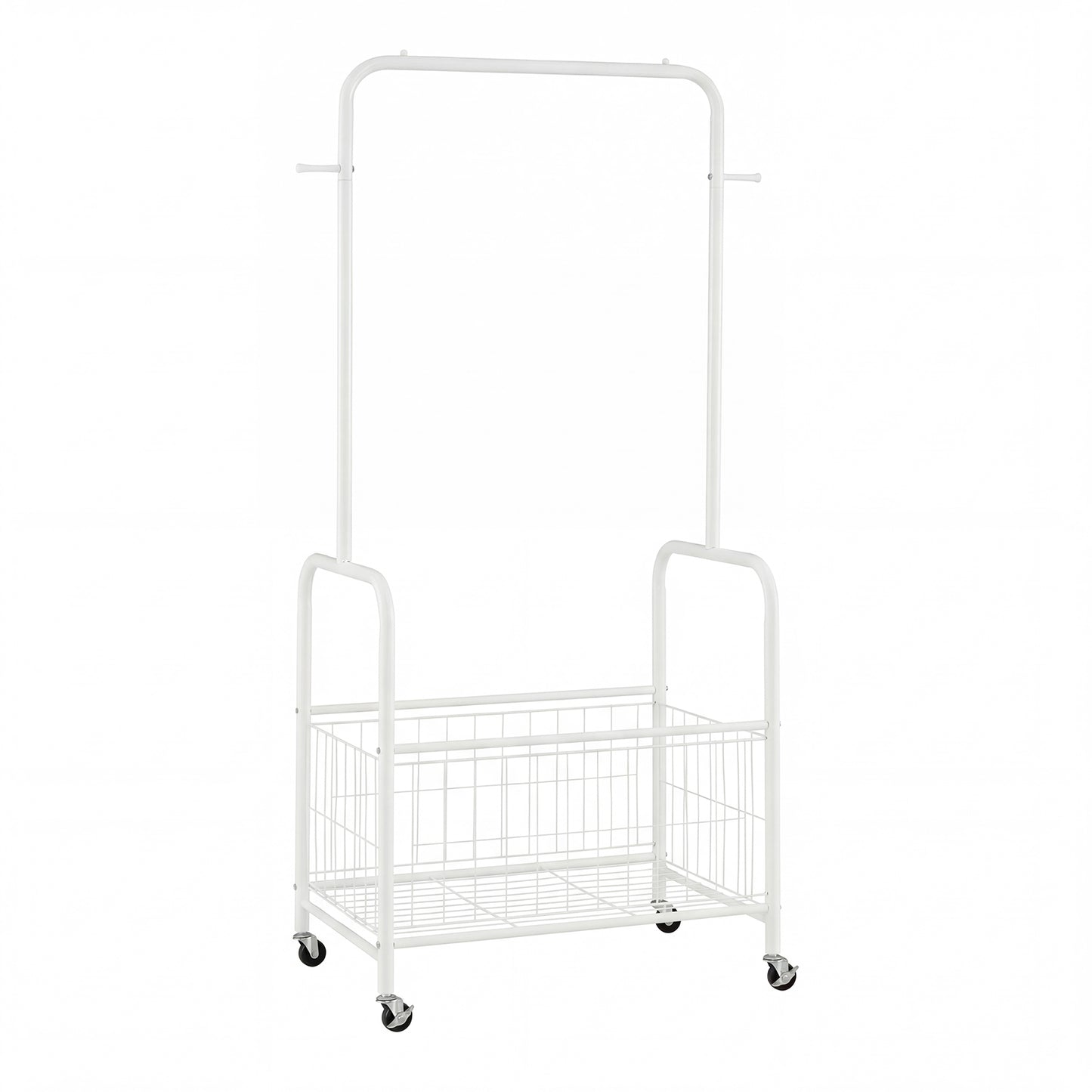 Rolling Metal Clothes Rack, Hanging Rod, Storage Basket, White Clothing & Closet Storage at Gallery Canada