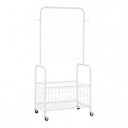 Rolling Metal Clothes Rack, Hanging Rod, Storage Basket, White Clothing & Closet Storage at Gallery Canada