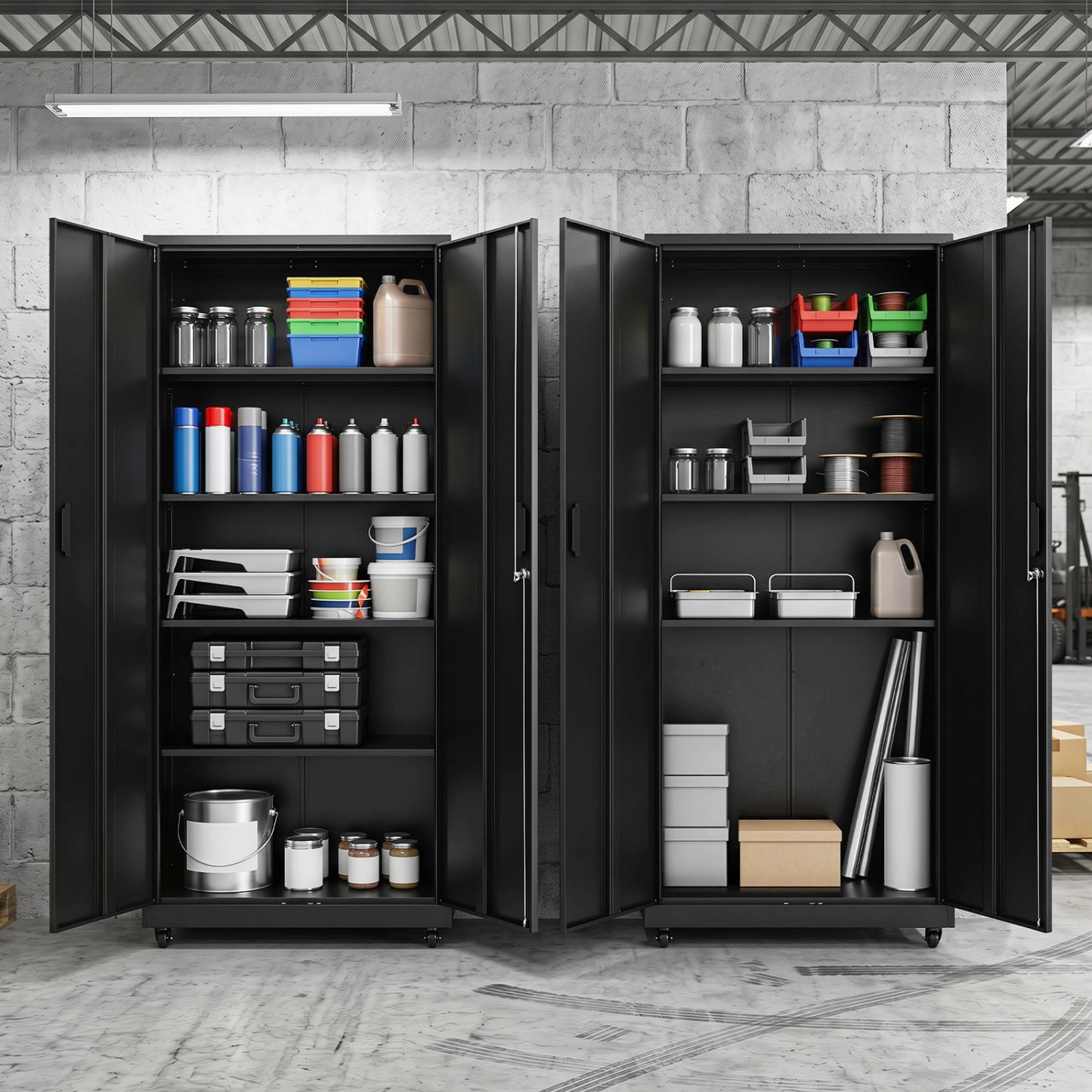Rolling Metal Storage Cabinet 73 In Lockable File Cabinet Black
