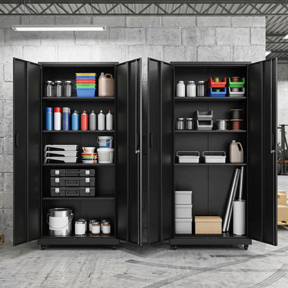 Rolling Metal Storage Cabinet 73 In Lockable File Cabinet Black