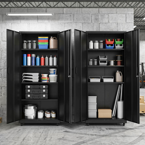Rolling Metal Storage Cabinet 73 In Lockable File Cabinet Black