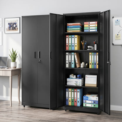 Rolling Metal Storage Cabinet 73 In Lockable File Cabinet Black